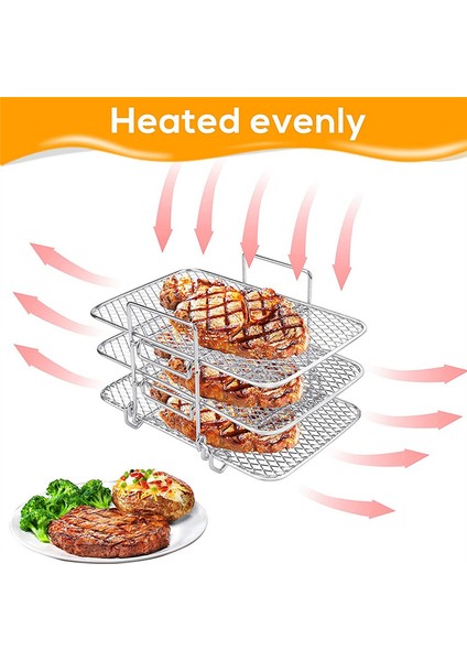 Ninja Çift Hava Fritözü Için Hava Fritöz Rafı 304 Paslanmaz Çelik Çok Katmanlı Dehidratör Raf Tost Rafı (Yurt Dışından) modelleri