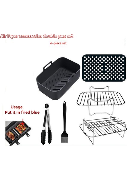 6 Adet Çift Sepet Hava Fritöz Parçaları Çift Bölge Derin 7.6l-9.5l Izgara ve Pişirme Için (Yurt Dışından) fiyatları