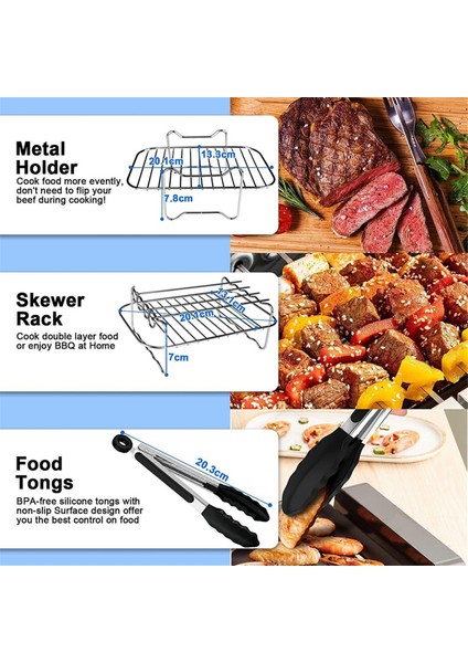 6 Adet Çift Sepet Hava Fritöz Parçaları Çift Bölge Derin 7.6l-9.5l Izgara ve Pişirme Için (Yurt Dışından) fırsatları