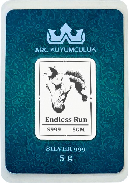 Hediyeye Özel 5 Gram Görkemli ve Güçlü At Temalı 999 Ayar Gümüş ile Üretilmiş Gümüş Külçesi-699
