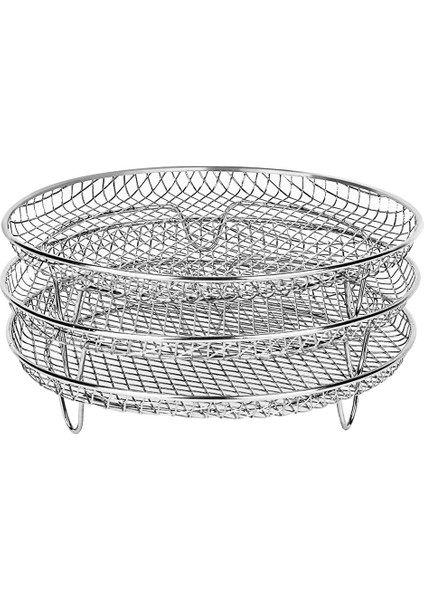 8 Inç 3 Katmanlı Hava Fritöz Rafı Istiflenebilir Izgara Rafı Paslanmaz Çelik Yuvarlak Raf Ev Mutfak Fırın Ocak (Yurt Dışından)