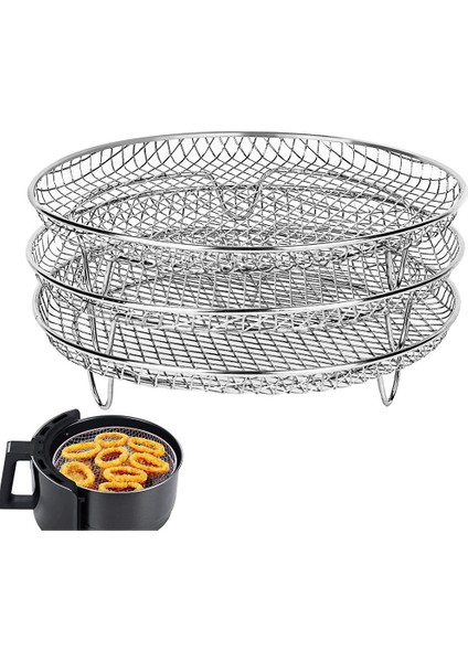 8 Inç 3 Katmanlı Hava Fritöz Rafı Istiflenebilir Izgara Rafı Paslanmaz Çelik Yuvarlak Raf Ev Mutfak Fırın Ocak (Yurt Dışından) modelleri