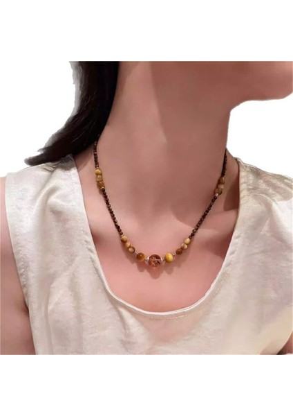 Kadın Kaplan Gözü Sitrin Kolye Köprücük Kemiği Zinciri Kışlık Kazak Zinciri (Yurt Dışından) fiyatları