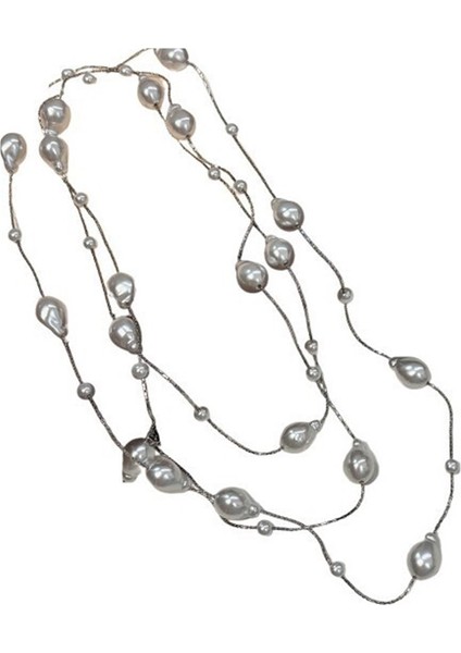 Sonbahar ve Kış Aylarına Uygun, Yıldız Desenli, Çift Katlı Inci Kolye, Uzun Kazak Zinciri. (Yurt Dışından)