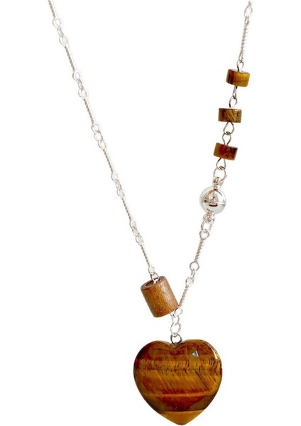 Kadınlar Için Retro Kalp Kaplan Gözü Kolye Etnik Stil Kazak Zincir Aksesuarları (Yurt Dışından)