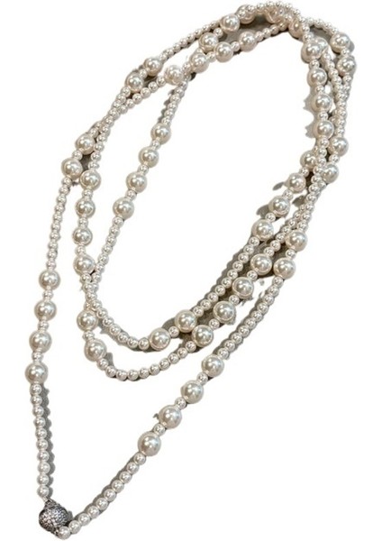 Kadınlar Için Uzun, Katmanlı Inci Kolye, Zarif ve Sofistike Inci Kolye (Yurt Dışından)