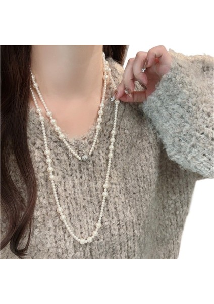 Kadınlar Için Uzun, Katmanlı Inci Kolye, Zarif ve Sofistike Inci Kolye (Yurt Dışından) modelleri