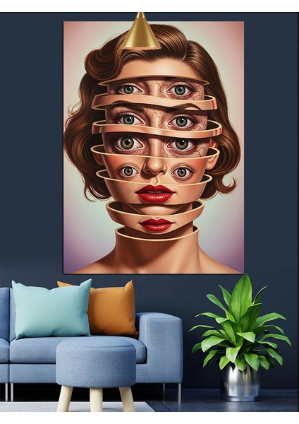 Çoklu Kadın Yüzler Soyut Portre Dekoratif Kanvas - Mdf Ahşap Tablo modelleri