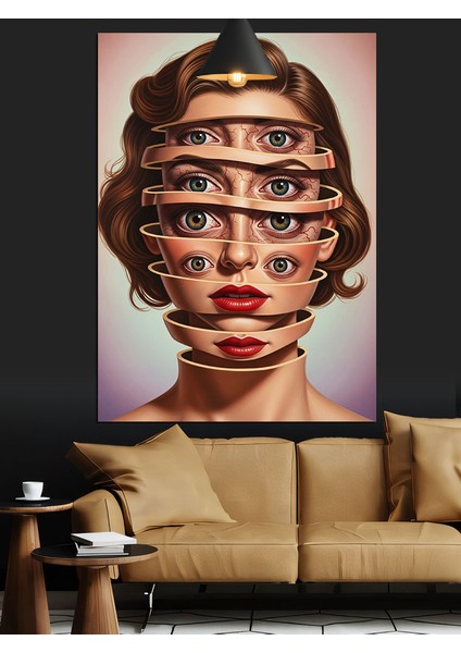 Çoklu Kadın Yüzler Soyut Portre Dekoratif Kanvas - Mdf Ahşap Tablo fırsatları