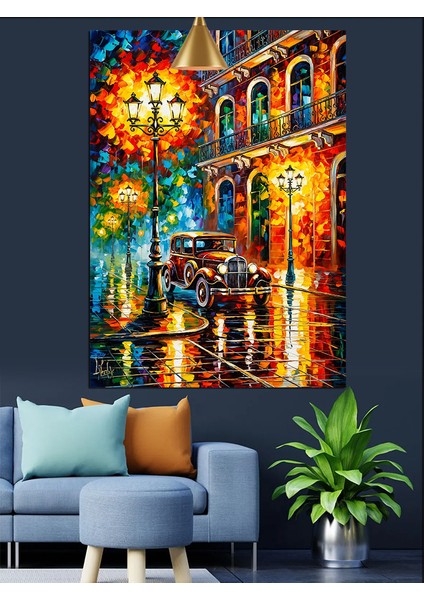 Gece Şehir Işıkları Manzarası Dekoratif Kanvas - Mdf Ahşap Tablo modelleri