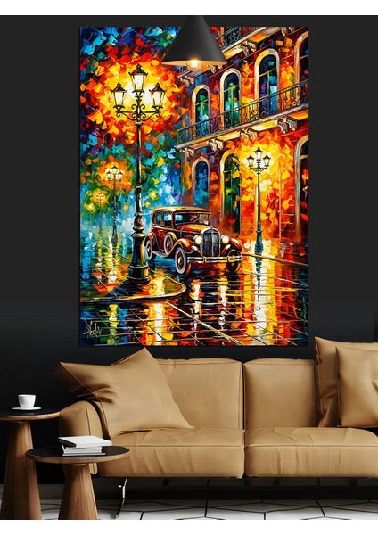 Gece Şehir Işıkları Manzarası Dekoratif Kanvas - Mdf Ahşap Tablo fırsatları