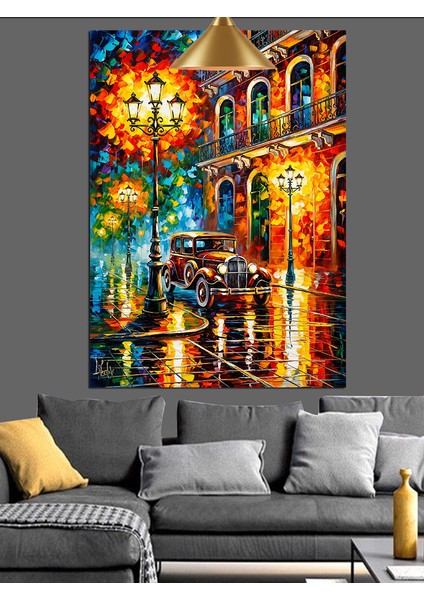 Gece Şehir Işıkları Manzarası Dekoratif Kanvas - Mdf Ahşap Tablo indirimleri