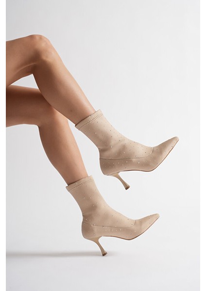 Streç ve Parlak Taş Detaylı Orta Boy Kadın Bot fiyatları