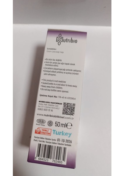 Soğuk Sıkım Üzüm Çekirdeği Yağı 50ML fiyatları