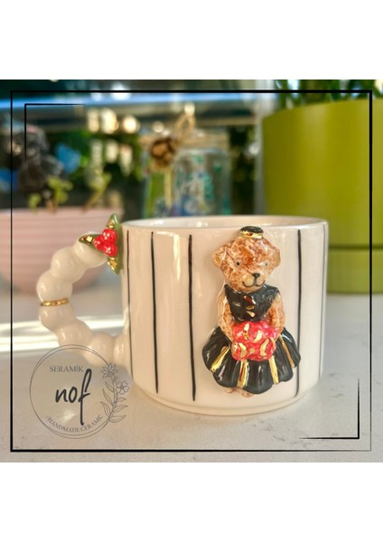 El Yapımı Seramik Gerçek 24K Altın Teddy Gelin Kokinalı Kupa fiyatları