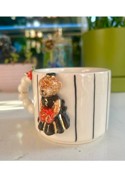 El Yapımı Seramik Gerçek 24K Altın Teddy Gelin Kokinalı Kupa modelleri