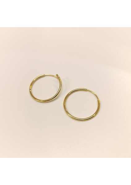 24MM Klasik Halka Küpe 14 Ayar Altın Hd Videolu fiyatları