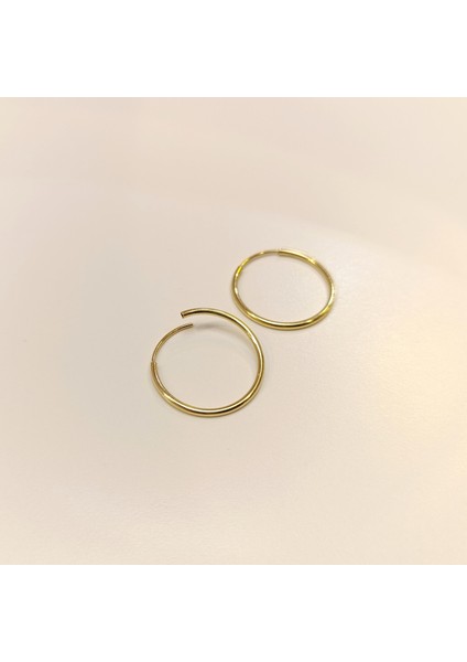 24MM Klasik Halka Küpe 14 Ayar Altın Hd Videolu fırsatları