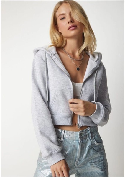 Crop Kapüşonlu Sweatshirt