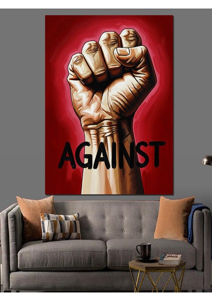 Yumruk Güç Karşıtlık Posteri Dekoratif Kanvas - Mdf Ahşap Tablo