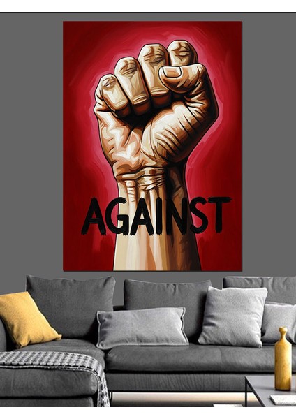 Yumruk Güç Karşıtlık Posteri Dekoratif Kanvas - Mdf Ahşap Tablo fiyatları