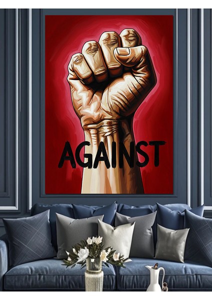 Yumruk Güç Karşıtlık Posteri Dekoratif Kanvas - Mdf Ahşap Tablo modelleri