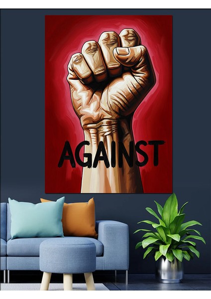 Yumruk Güç Karşıtlık Posteri Dekoratif Kanvas - Mdf Ahşap Tablo fırsatları