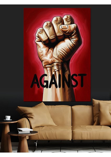 Yumruk Güç Karşıtlık Posteri Dekoratif Kanvas - Mdf Ahşap Tablo indirimleri