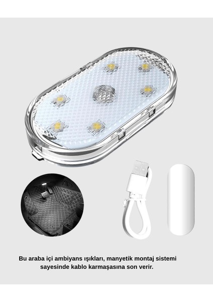 Manyetik Montajlı Araba Içi Ambiyans Işıkları – Kablosuz ve Şık Tasarım fırsatları