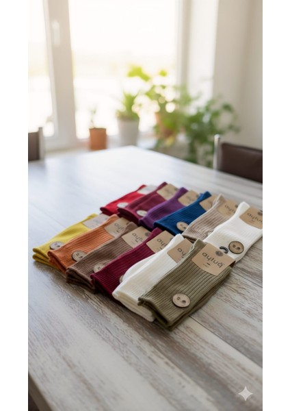 Bambu - Pamuk Kadın Soket Çorabı; Dikişsiz; Kışlık ; 36-40 Numara; Asorti 12'li Kutu