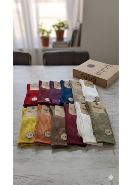 Bambu - Pamuk Kadın Soket Çorabı; Dikişsiz; Kışlık ; 36-40 Numara; Asorti 12'li Kutu fiyatları