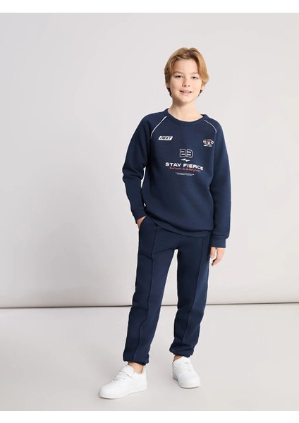 Lcw Kids Lacivert Bisiklet Yaka Erkek Çocuk Eşofman Takımı