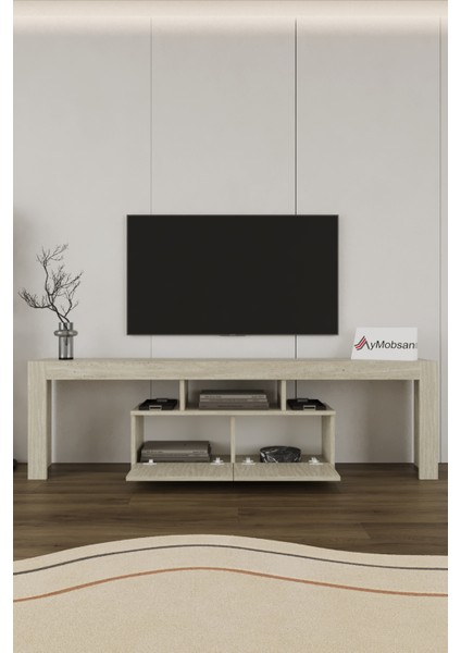 Loki 2 Kapaklı Raflı Tv Ünitesi 180 cm Traverten Desen