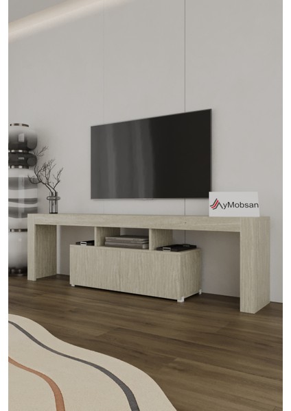 Loki 2 Kapaklı Raflı Tv Ünitesi 180 cm Traverten Desen modelleri