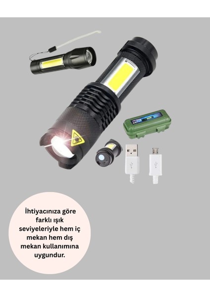 Bfs Şarjlı Mini LED El Feneri 2000 Lümen Su Geçirmez modelleri