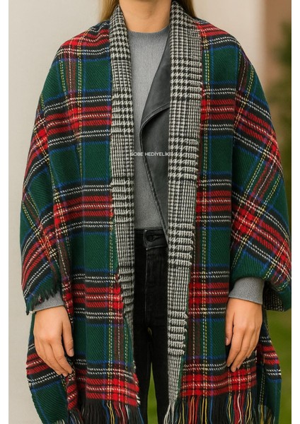 Yünlü Şal – Çift Taraflı Ekose Desenli Kalın Kışlık Şal fiyatları