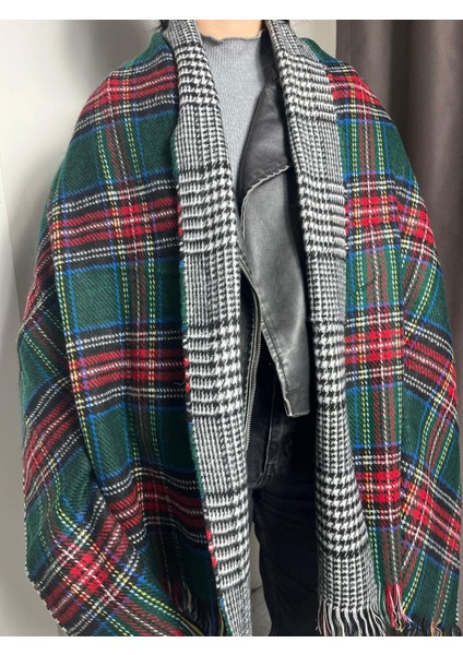 Yünlü Şal – Çift Taraflı Ekose Desenli Kalın Kışlık Şal modelleri