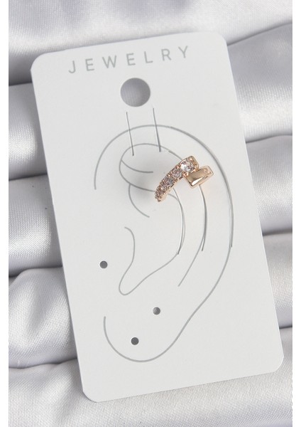 Pirinç Gold Renk Zirkon Taşlı Kadın Kıkırdak Küpe - TJ-BKP10574 fırsatları