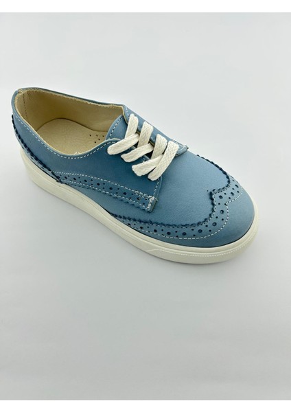 Mavi Oxford Hakiki Deri Ortopedik Termo Kaymaz Taban El Yapımı Erkek Çocuk Ayakkabı modelleri