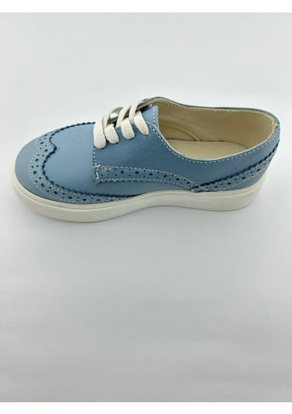Mavi Oxford Hakiki Deri Ortopedik Termo Kaymaz Taban El Yapımı Erkek Çocuk Ayakkabı indirimleri