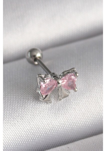 316L Çelik Gümüş Renk Pembe Zirkon Taşlı Fiyonk Tragus Piercing - TJ-PR1251 modelleri