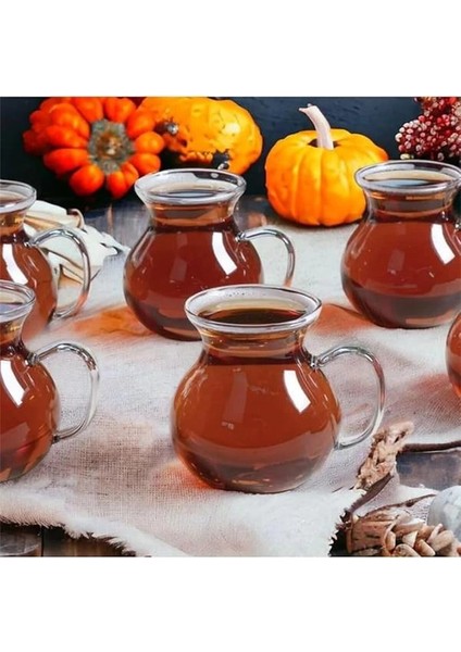 6'lı Keyfi Ala Borosilikat Cam Kulplu Çay Bardağı fiyatları