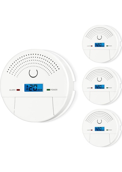 2&#39 Si 1 Arada Duman ve Karbon Monoksit Dedektörü Kombinasyonu Ev Için LCD Ekranlı Karbon Monoksit Dedektör Alarmı 4 Paket (Yurt Dışından)