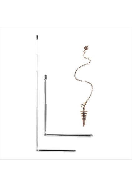 3 Adet Çubuklar Bakır ve Dowsing Sarkaç 2 Geri Çekilebilir Paranormal Bölme Çubuğu ve 1 Sarkaç Kolye Gümüşü (Yurt Dışından)
