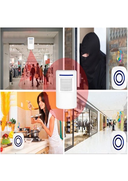 3x Kapı Zil Kablosuz Iş Kapısı Hareket Sensörü Dedektörü Akıllı Ziyaretçi Kapı Zili Ev Güvenlik Araba Alarmı Ab Fiş (Yurt Dışından) fırsatları