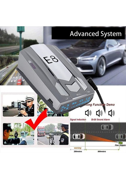 E8 Arabalar Için Radar Dedektörü Otomatik 360 Derece Şehir/karayolu Modu Sesli Arabalar Için Sesli Sürüş Yardımları (Yurt Dışından) fiyatları