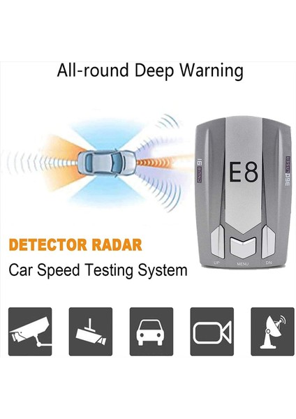E8 Arabalar Için Radar Dedektörü Otomatik 360 Derece Şehir/karayolu Modu Sesli Arabalar Için Sesli Sürüş Yardımları (Yurt Dışından) fırsatları