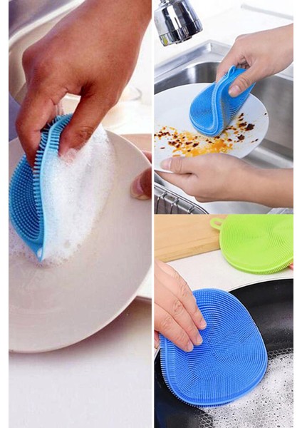 Silikon Bulaşık Yıkama Fırçası Meyve Sebze Temizleme Aparatı Tükenmeyen 2 Adet