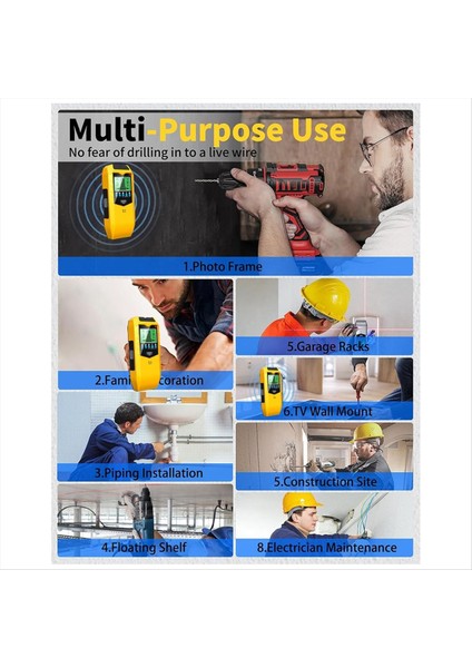 Stud Bulucu Duvar Tarayıcı 5in1 Yükseltilmiş Doğruluk LCD Ekran Duvar Ahşap Metal Stud Bulucu Dedektörü Stud Sensor Beam Bulucu (Yurt Dışından) indirimleri