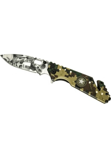 Askeriye Tasarım Saplı Isme Özel Yazılı 9CR13MOV Kalite Paslanmaz Çelik Avcı ve Kamp Bıçağı